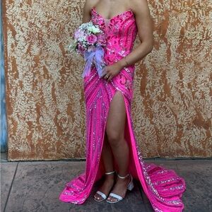 Stunning Jovani Pink Strapless Gown with Sequins